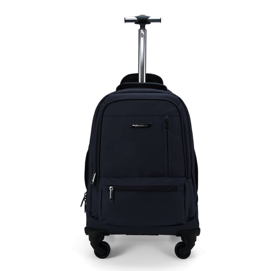 19" Laptop-Rollrucksack Schwarz, Premium-PU, 4 Rollen, Trolley-Rucksack - Image 5