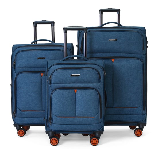 Weichschalenkoffer Leinen Blau, 8 Rollen, leichtes Reisegepäck - Image 2
