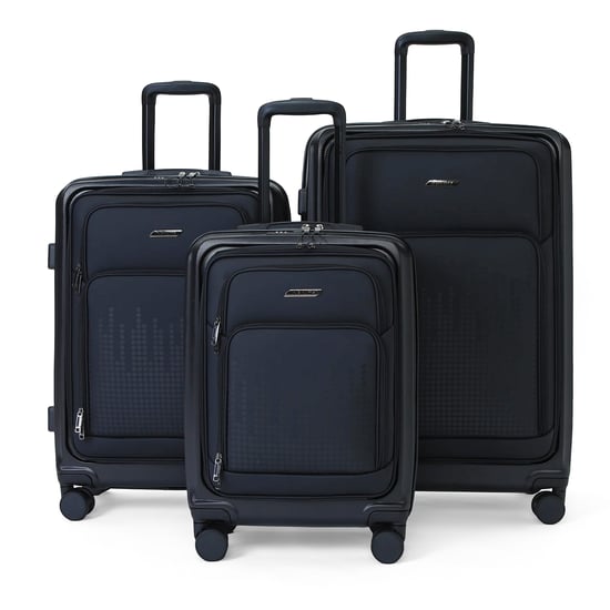 Hybrid-Hartschalenkoffer ABS+PU Schwarz, 8 Rollen, Fronttasche - Image 1