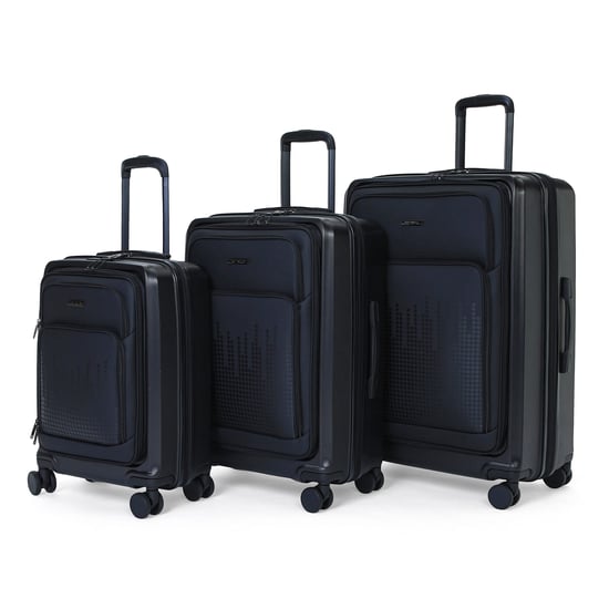 Hybrid-Hartschalenkoffer ABS+PU Schwarz, 8 Rollen, Fronttasche - Image 6