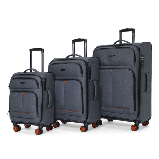 Weichschalenkoffer Leinen Schwarz, 8 Rollen, leichtes Reisegepäck - Image 4