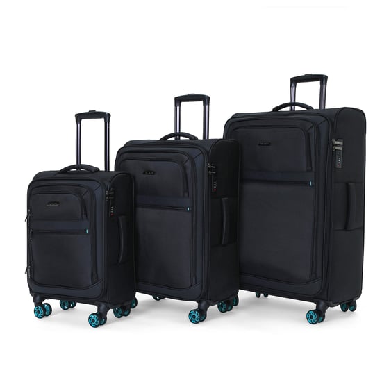 Weichschalen-Kofferset 1680D-Polyester Schwarz, 8 Rollen, TSA - Image 6