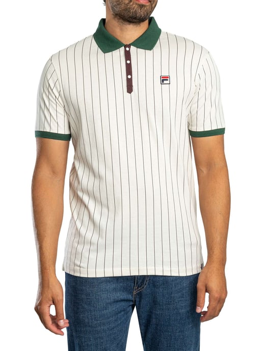 Fila Klassisches Gestreiftes Vintage-Poloshirt, Weiß - Image 1