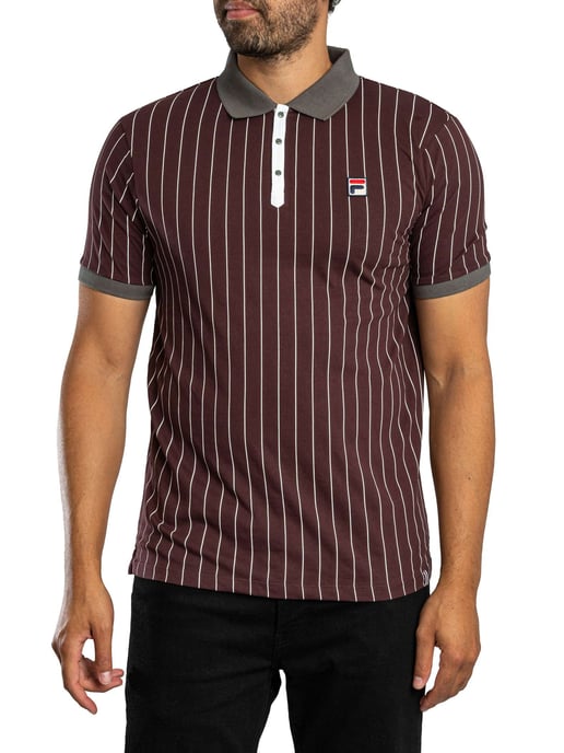 Fila Klassisches Gestreiftes Vintage-Poloshirt, Lila - Image 1
