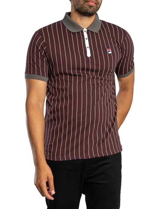 Fila Klassisches Gestreiftes Vintage-Poloshirt, Lila - Image 2