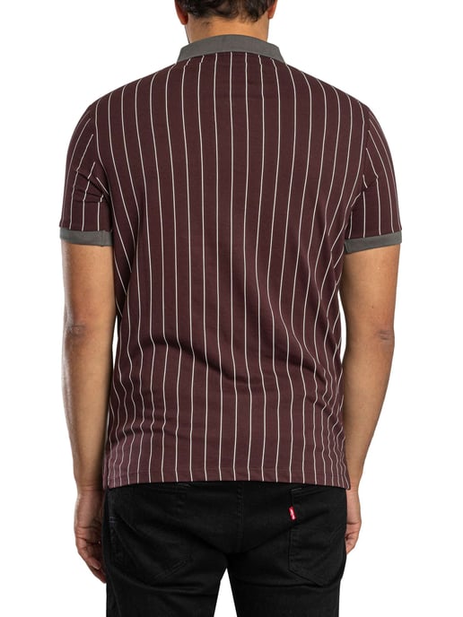 Fila Klassisches Gestreiftes Vintage-Poloshirt, Lila - Image 3