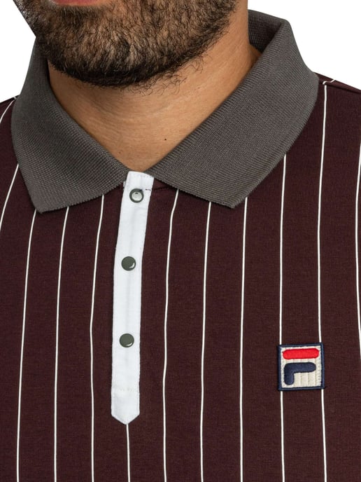 Fila Klassisches Gestreiftes Vintage-Poloshirt, Lila - Image 4