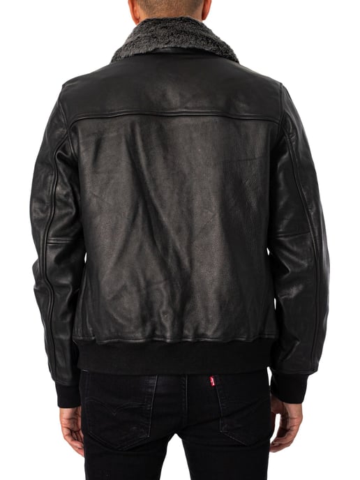 Schott Fliegerjacke Aus Leder, Schwarz - Image 3
