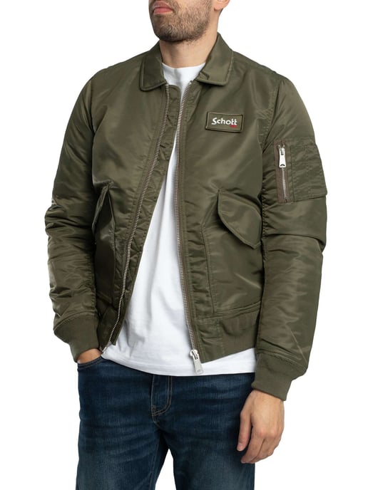 Schott Abnehmbare Bomberjacke, Grün - Image 2
