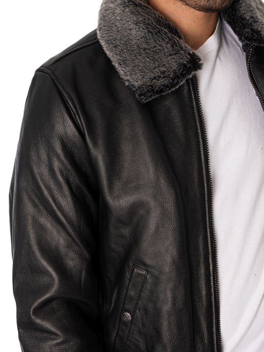 Schott Fliegerjacke Aus Leder, Schwarz - Image 5