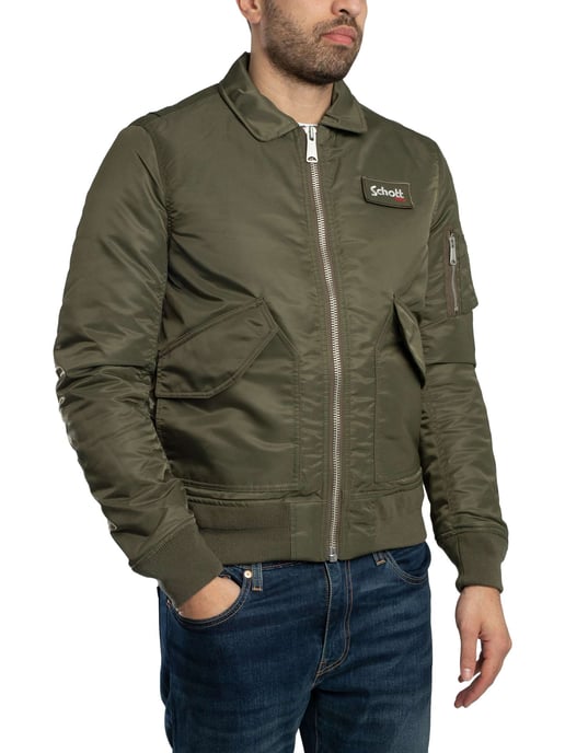 Schott Abnehmbare Bomberjacke, Grün - Image 3