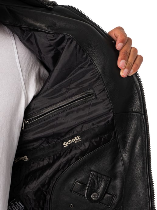 Schott Fliegerjacke Aus Leder, Schwarz - Image 6