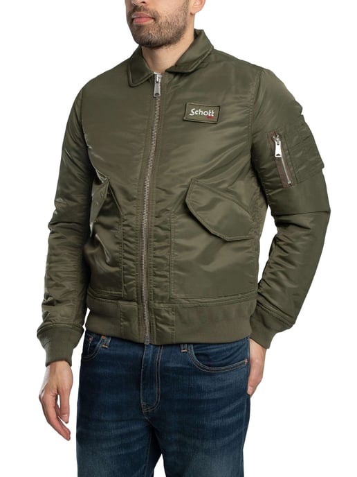 Schott Abnehmbare Bomberjacke, Grün - Image 4