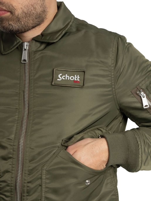 Schott Abnehmbare Bomberjacke, Grün - Image 6