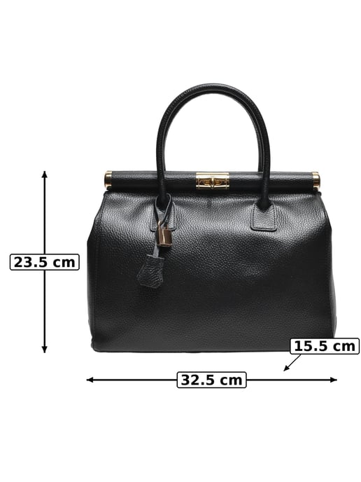 Anna Luchini Schwarz Rindsledertasche - Image 5