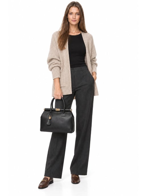 Anna Luchini Schwarz Rindsledertasche - Image 6