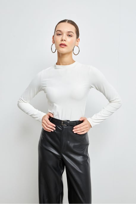 Bipantolon Damenbluse mit Slim Fit und Rundhalsausschnitt - Image 2