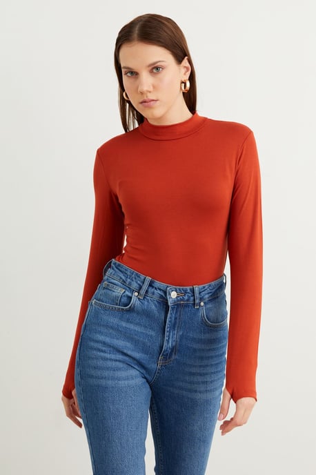 Bipantolon Damen Slim-Fit-Body mit halbem Rollkragen - Image 2