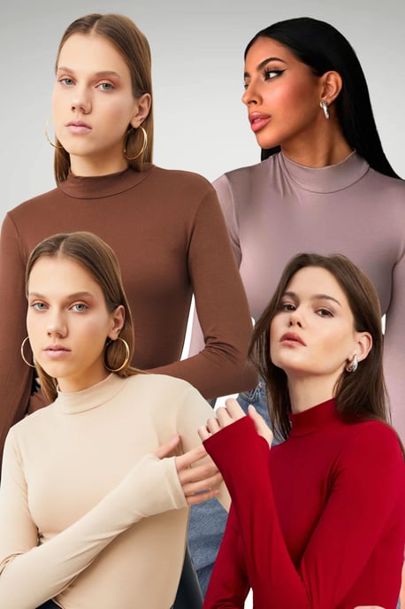 Bipantolon 4er-Pack Damen-Bodys mit Cut-out und halbem Rollkragen - Image 1