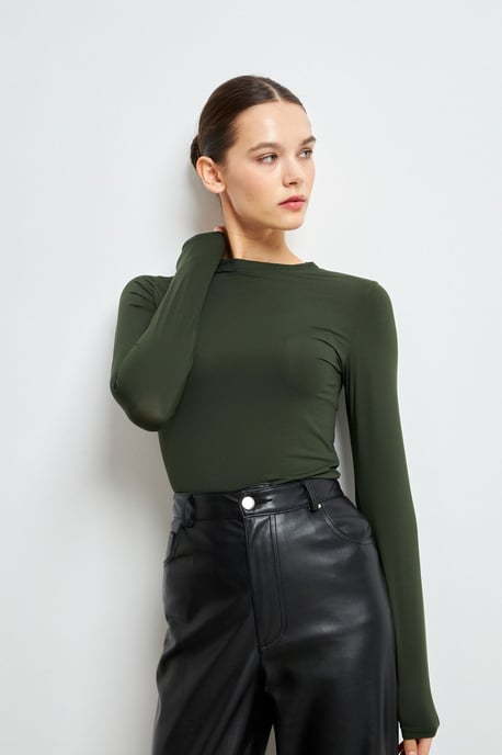 Bipantolon Damen Slim Fit Bluse mit Rundhalsausschnitt - Image 2