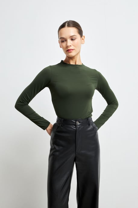 Bipantolon Damen Slim Fit Bluse mit Rundhalsausschnitt - Image 3