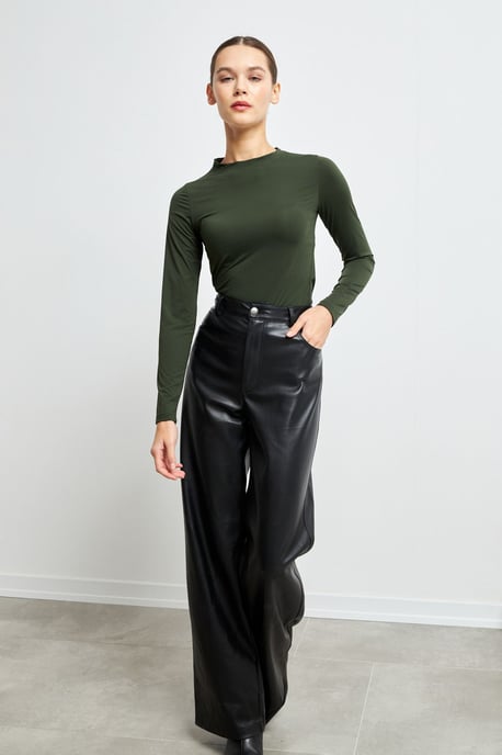 Bipantolon Damen Slim Fit Bluse mit Rundhalsausschnitt - Image 4