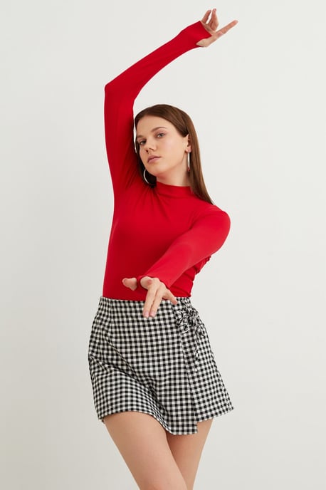 Bipantolon Damen-Bodysuit mit Slim Fit und halbem Rollkragen - Image 2