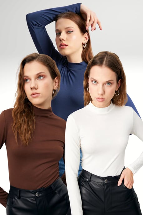Damen 3er-Pack Bodys mit Slim Fit und Rollkragen - Image 1