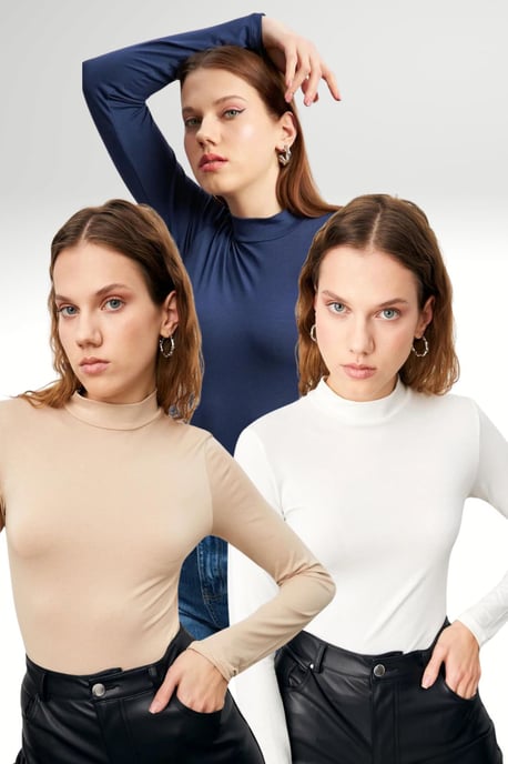 Bipantolon 3er-Pack Damen-Bodys mit Rollkragen und Slim Fit - Image 1
