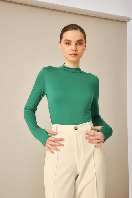 Bipantolon Damen-Bodysuit mit Slim Fit und halbem Rollkragen - Image 2