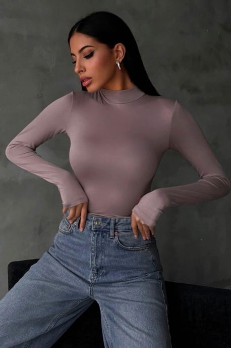 Bipantolon Damen-Bodysuit mit Slim Fit und halbem Rollkragen - Image 1