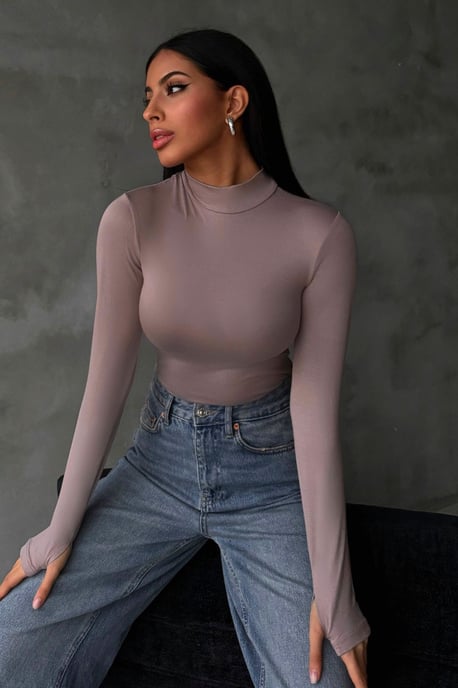 Bipantolon Damen-Bodysuit mit Slim Fit und halbem Rollkragen - Image 2