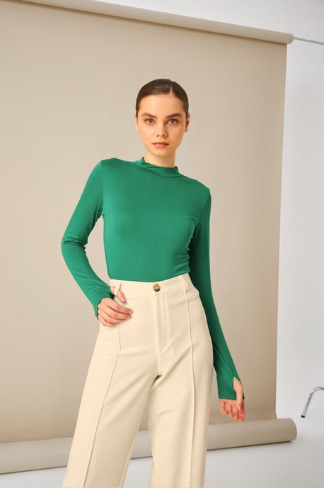 Bipantolon Damen-Bodysuit mit Slim Fit und halbem Rollkragen - Image 4