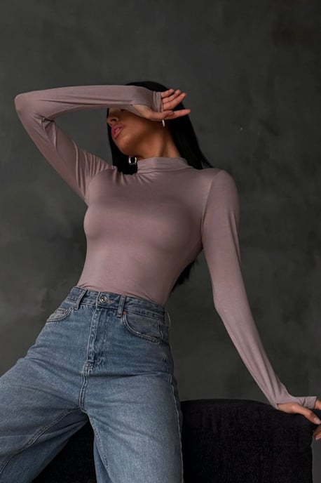 Bipantolon Damen-Bodysuit mit Slim Fit und halbem Rollkragen - Image 3