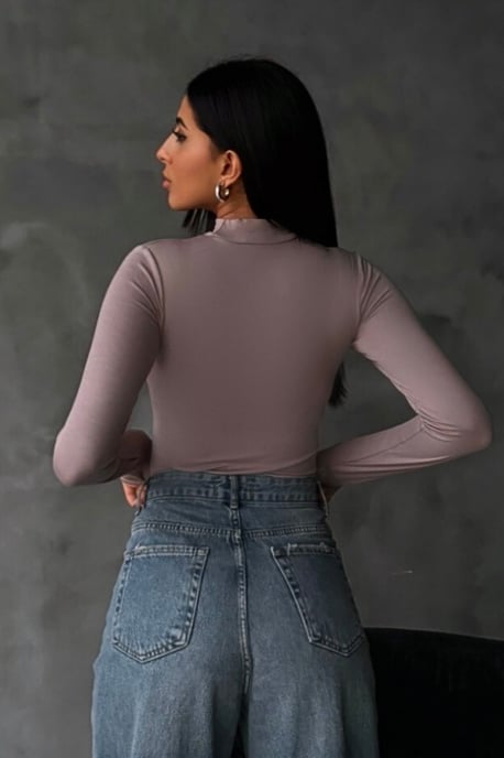 Bipantolon Damen-Bodysuit mit Slim Fit und halbem Rollkragen - Image 4