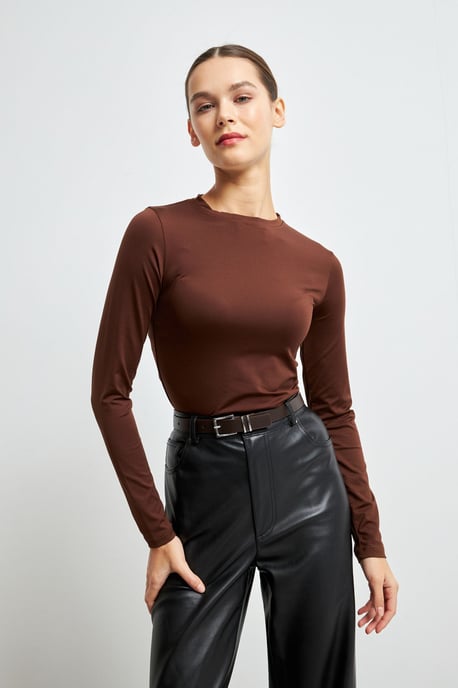 Bipantolon Damenbluse mit Rundhalsausschnitt und Slim Fit - Image 3