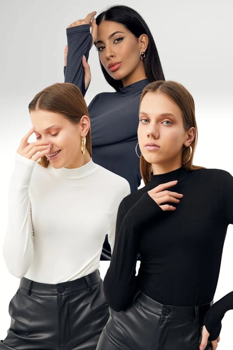 Bipantolon Damen 3er-Pack Bodys mit schmalem Rollkragen und Slim Fit - Image 1