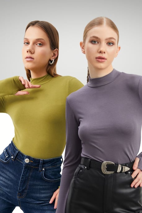 Bipantolon 2er-Pack Damen-Bodys mit Cut-out und halbem Rollkragen - Image 1