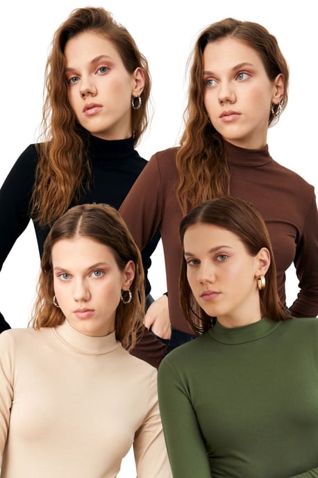 Bipantolon 4er-Pack Damen-Rollkragen-Bodys Slim Fit - Image 1