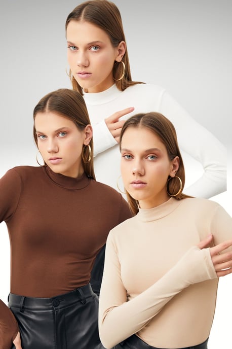 Bipantolon 3er-Pack Damen-Bodys mit Slim Fit und halbem Rollkragen - Image 1