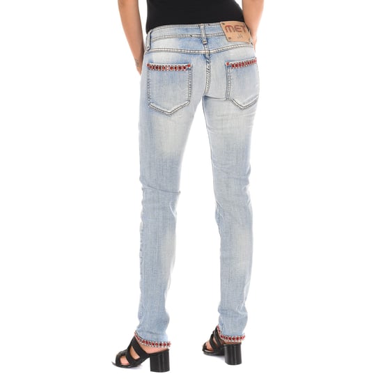 Lange Jeanshose mit zerrissenem Effekt und schmalen Säumen 10DB50076 Damen - Image 3