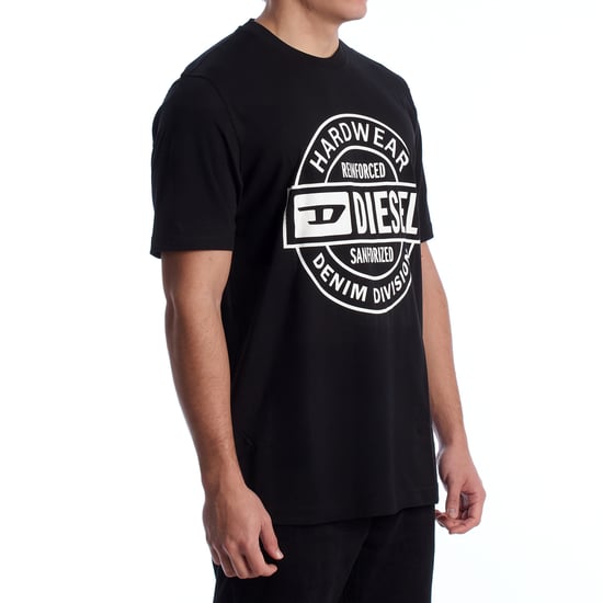 Diesel T‑Shirt mit kreisförmigem Metalllogo - Schwarz - Image 3