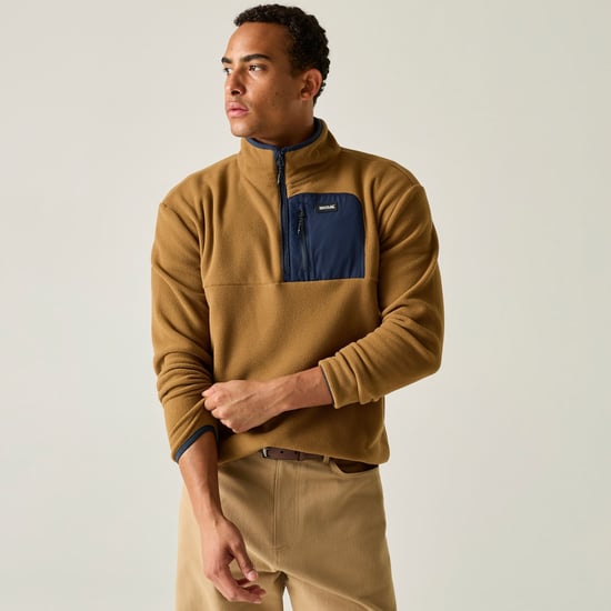 Regatta - "Frankie" Fleece-Oberteil für Herren, mit halbem Reißverschluss (Dunkle Haut Braun/Marine) - Image 4