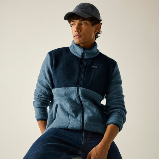 Regatta - "Frankie" Fleecejacke für Herren, Teddyfleece (Grau/Marine) - Image 1