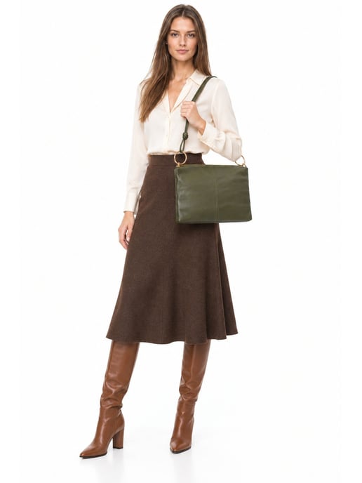 Luisa Vannini Khaki Rindsledertasche - Image 6