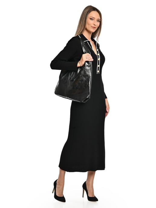 Luisa Vannini Schwarz Rindsledertasche - Image 5