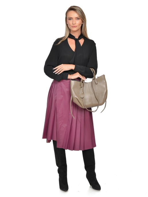 Luisa Vannini Beige Rindsledertasche - Image 5