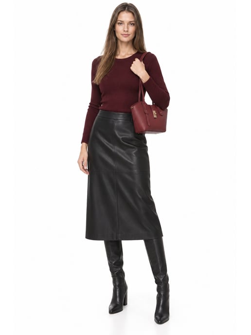 Anna Luchini Rot & Weinfarbet Rindsledertasche - Image 3