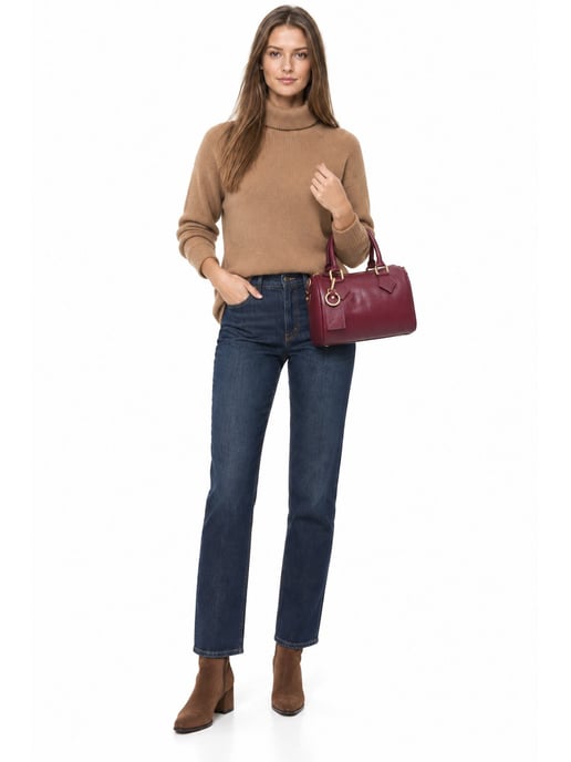 Luisa Vannini Weinfarbe Rindsledertasche - Image 6