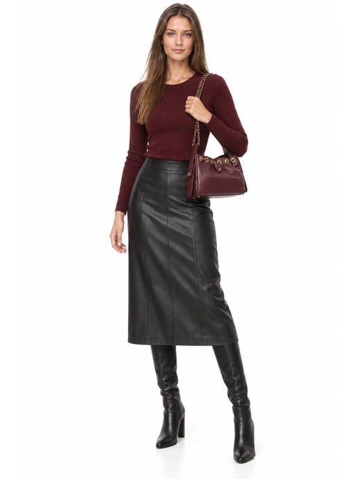 Anna Luchini Weinfarbe Rindsledertasche - Image 6